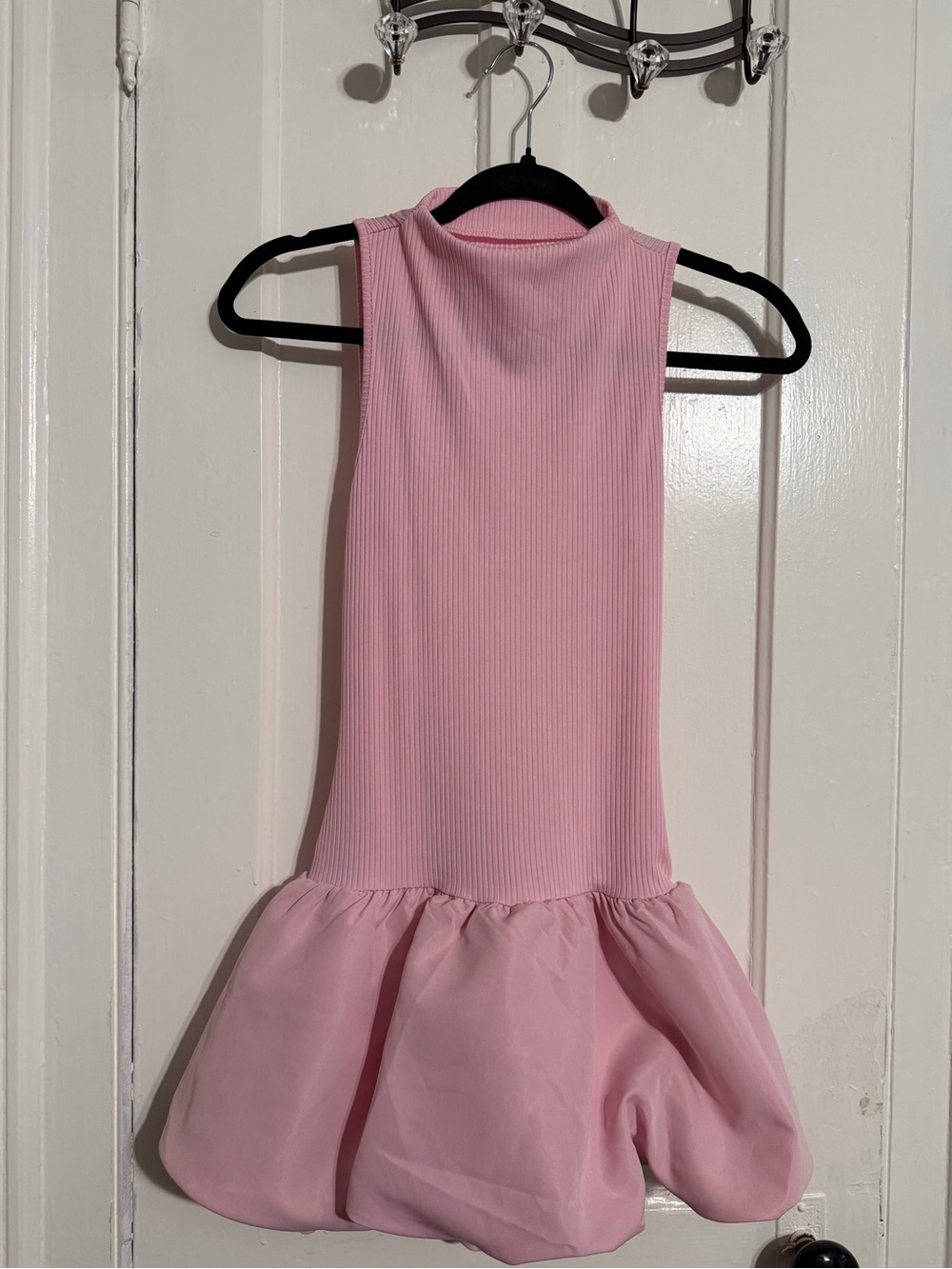 SHEIN Pink Ribbed Mini Bubble Skort Dress w/ Built-In Shorts (Size S)